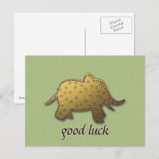 Goldelefant Postkarte (Vorne/Hinten)