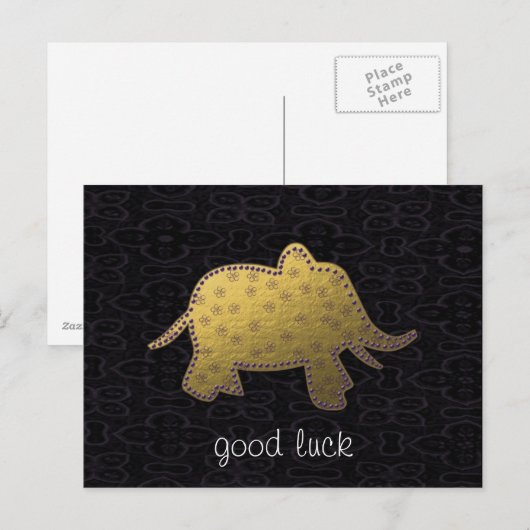 Goldelefant Postkarte (Vorne/Hinten)