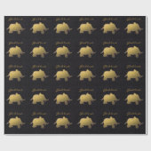 Goldelefant - Schwarzes Geschenkpapier (Flach)