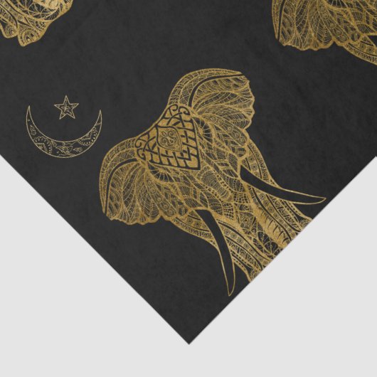 Goldelefone auf schwarzem Hintergrundpapier Seidenpapier (Detail)