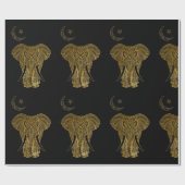 Goldelefone auf schwarzem Papier Geschenkpapier (Flach)