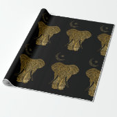 Goldelefone auf schwarzem Papier Geschenkpapier (Ungerollt)