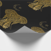 Goldelefone auf schwarzem Papier Geschenkpapier (Ecke)