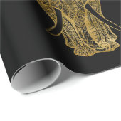 Goldelefone auf schwarzem Papier Geschenkpapier (Rolleneckpunkt)