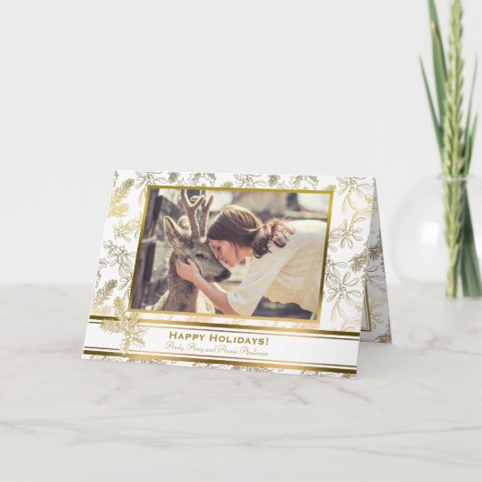 Goldeleganz graviertes feiertagskarte (Vorderseite)