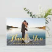GOLDeleganz WEDDING %PIPE% DANKT IHNEN FOTO-KARTE Dankeskarte (Stehend Vorderseite)
