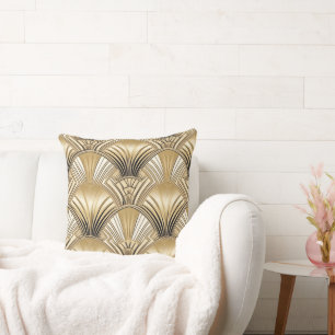 GoldElfenbein der Moderne Art Deco Kissen