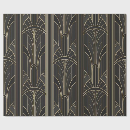 Golden20s Art Deco - Asphalt Black Geschenkpapier (Flach)