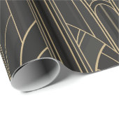 Golden20s Art Deco - Asphalt Black Geschenkpapier (Rolleneckpunkt)