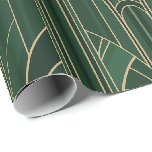 Golden20s Art Deco - Emerald Green Geschenkpapier (Rolleneckpunkt)