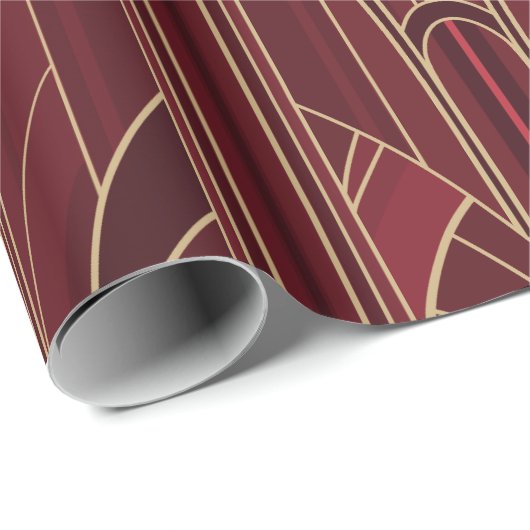 Golden20s Art Deco - Ruby Red Geschenkpapier (Rolleneckpunkt)