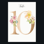 Golden 10 Tischnummer<br><div class="desc">Goldene Zahl mit weicher pastellfarbener Tischnummer. Personalisieren Sie Stil,  Größe und Farbe des Schriftartes.</div>