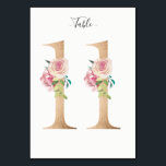 Golden 11 Floral Tischnummer Card<br><div class="desc">Goldene Zahl mit weicher pastellfarbener Tischnummer. Personalisieren Sie Stil,  Größe und Farbe des Schriftartes.</div>