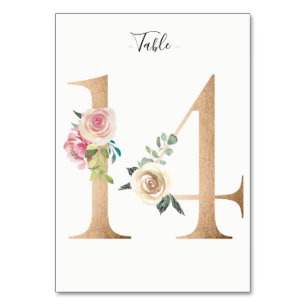 Golden 14 Floral Tischnummer Card