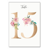 Golden 15 Floral Tischnummer Card (Rückseite)