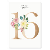 Golden 16 Floral Tischnummer Card (Rückseite)
