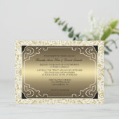 Golden 1920er Jahre Art-Déco-Hochzeit Einladung (Stehend Vorderseite)