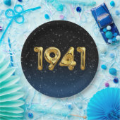 Golden 1941 Birth Year Balloons with Stars Pappteller (Party)