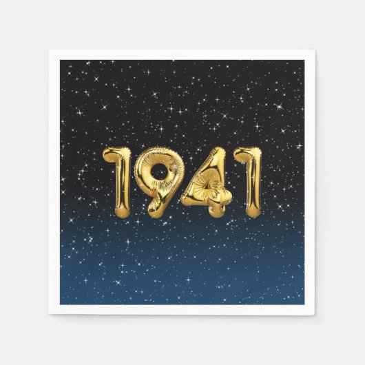 Golden 1941 Birth Year Balloons with Stars Serviette (Vorderseite)