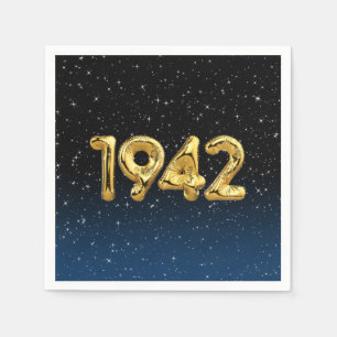 Golden 1942 Birth Year Balloons mit Stars Napkins Serviette