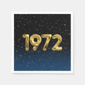 Golden 1972 Birth Year Balloons mit Stars Napkins Serviette (Vorderseite)