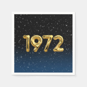Golden 1972 Birth Year Balloons mit Stars Napkins Serviette