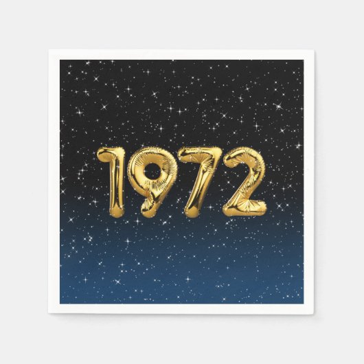 Golden 1972 Birth Year Balloons mit Stars Napkins Serviette (Vorderseite)