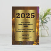 GOLDEN 2025 Neujahrsfeier Einladung (Stehend Vorderseite)