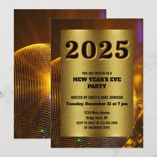 GOLDEN 2025 Neujahrsfeier Einladung (Vorne/Hinten)