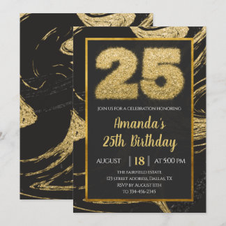 Golden 25. Geburtstag Einladung