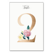 Golden 2 Floral Tischnummer Card (Vorderseite)