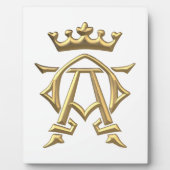 Golden "3-D" Alpha and Omega w/Crown Symbol Fotoplatte (Vorderseite)