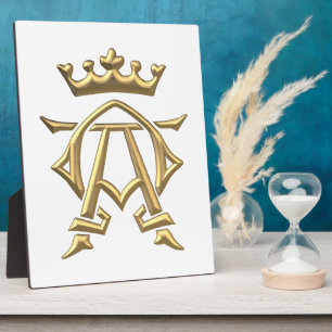 Golden "3-D" Alpha and Omega w/Crown Symbol Fotoplatte