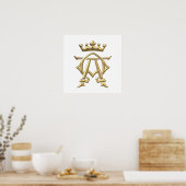 Golden "3-D" Alpha and Omega w/Crown Symbol Poster (Küche)