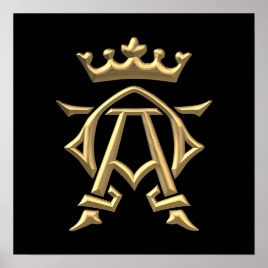 Golden "3-D" Alpha and Omega w/Crown Symbol Poster (Vorne)