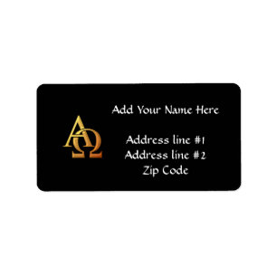 Golden "3-D" Alpha und Omega Symbol Adressaufkleber