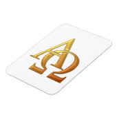 Golden "3-D" Alpha und Omega Symbol Magnet (Linke Seite)