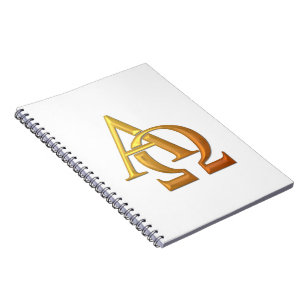 Golden "3-D" Alpha und Omega Symbol Notizblock