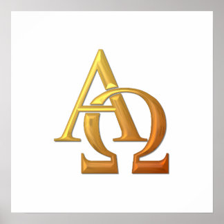 Golden "3-D" Alpha und Omega Symbol Poster