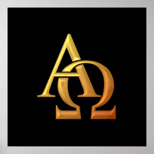 Golden "3-D" Alpha und Omega Symbol Poster