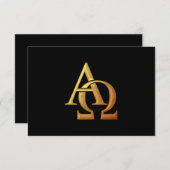 Golden "3-D" Alpha und Omega Symbol RSVP Karte (Vorne/Hinten)