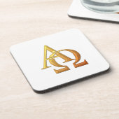 Golden "3-D" Alpha und Omega Symbol Untersetzer (Linke Seite)