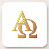 Golden "3-D" Alpha und Omega Symbol Untersetzer (Vorderseite)