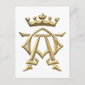 Golden "3-D" Alpha und Omega w/Crown Symbol Postkarte (Vorderseite)