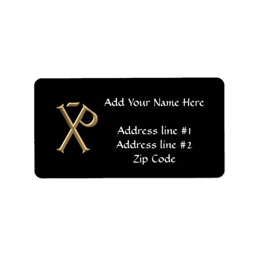Golden "3-D" Chi-Rho 3 Adressaufkleber (Vorne)