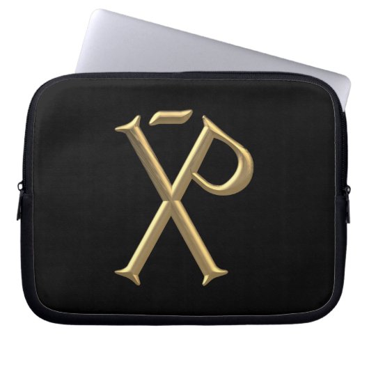 Golden "3-D" Chi-Rho 3 Laptopschutzhülle (Vorderseite)