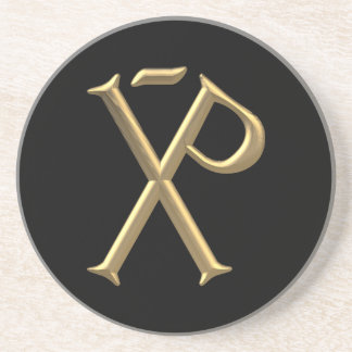 Golden "3-D" Chi-Rho 3 Sandstein Untersetzer