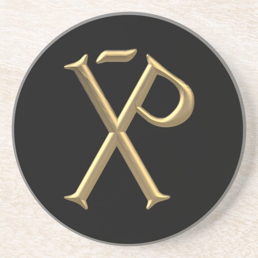Golden "3-D" Chi-Rho 3 Sandstein Untersetzer (Vorne)