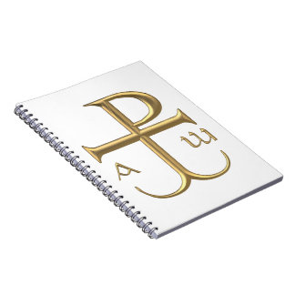 Golden "3-D" Chi-Rho mit Anchor 2 Notizblock