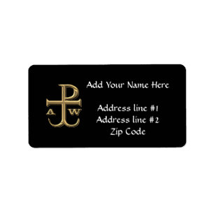 Golden "3-D" Chi-Rho mit Anchor Adressaufkleber